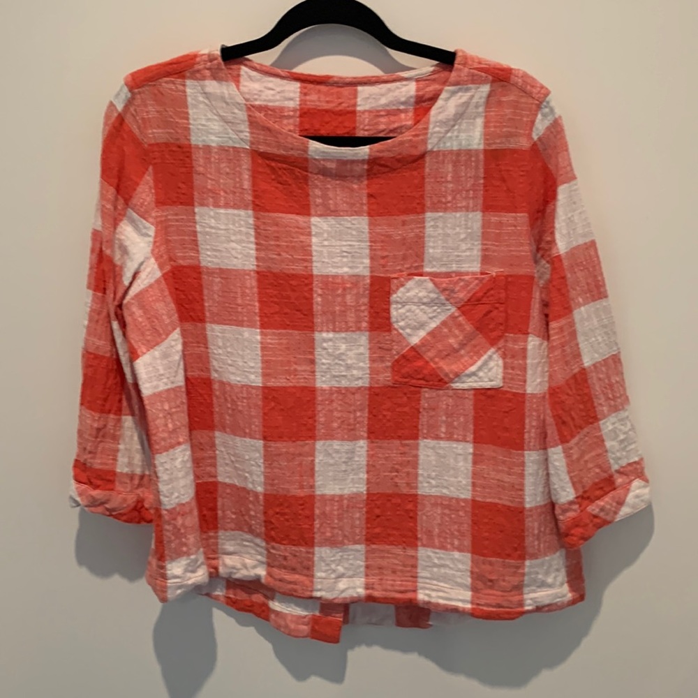 Boxy gingham vintage look top, size M